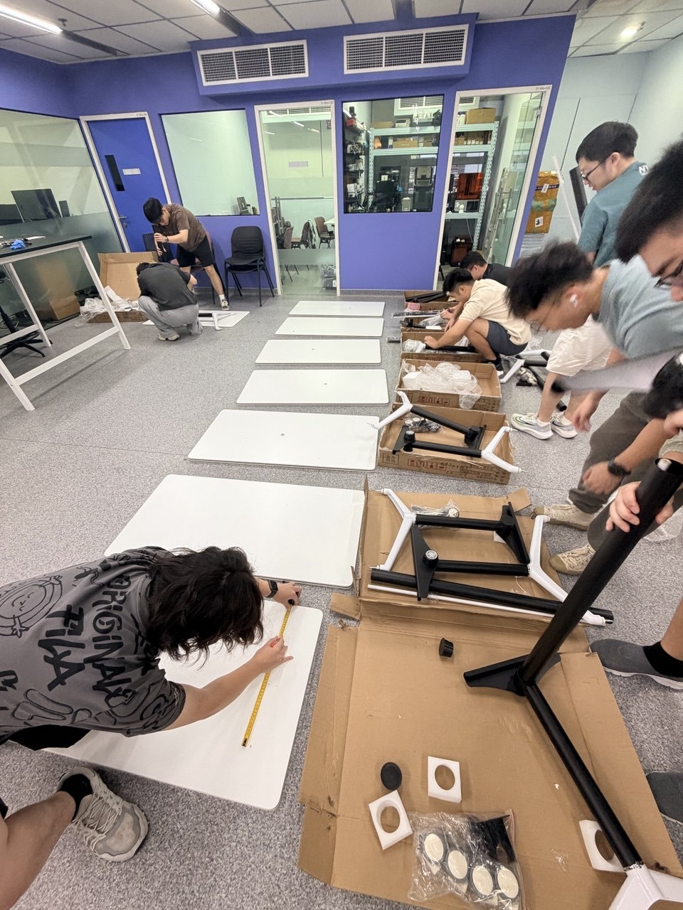 Team Effort Setting Up the Lab